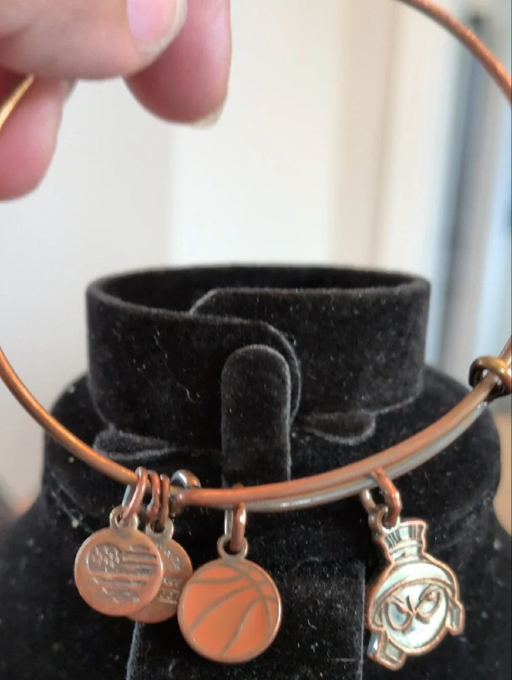 RARE Retired Alex and Ani Space Jam Marvin the Martian Duo Charm